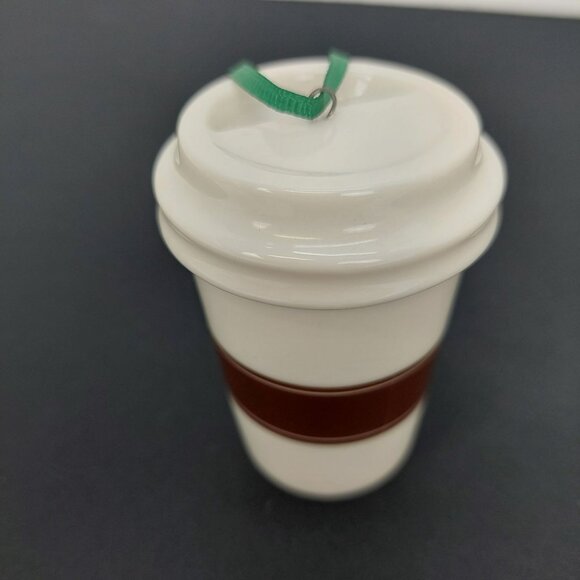 Starbucks 2016 Holiday Coffee Cup Ornament Green Ribbon Brown Logo Collection - Picture 3 of 4